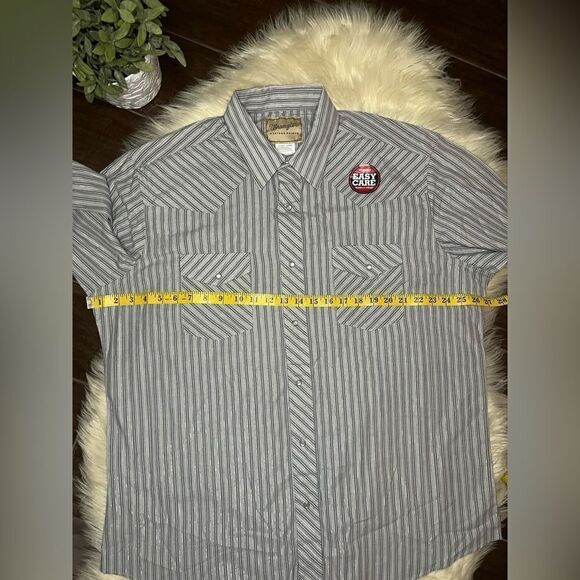 Wrangler silver striped pearl snap button down sz XL - Picture 6 of 8